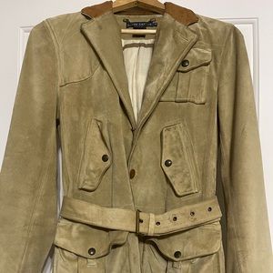Vintage 90’s Ralph Lauren Suede Leather Safari Belted Jacket Size Medium
